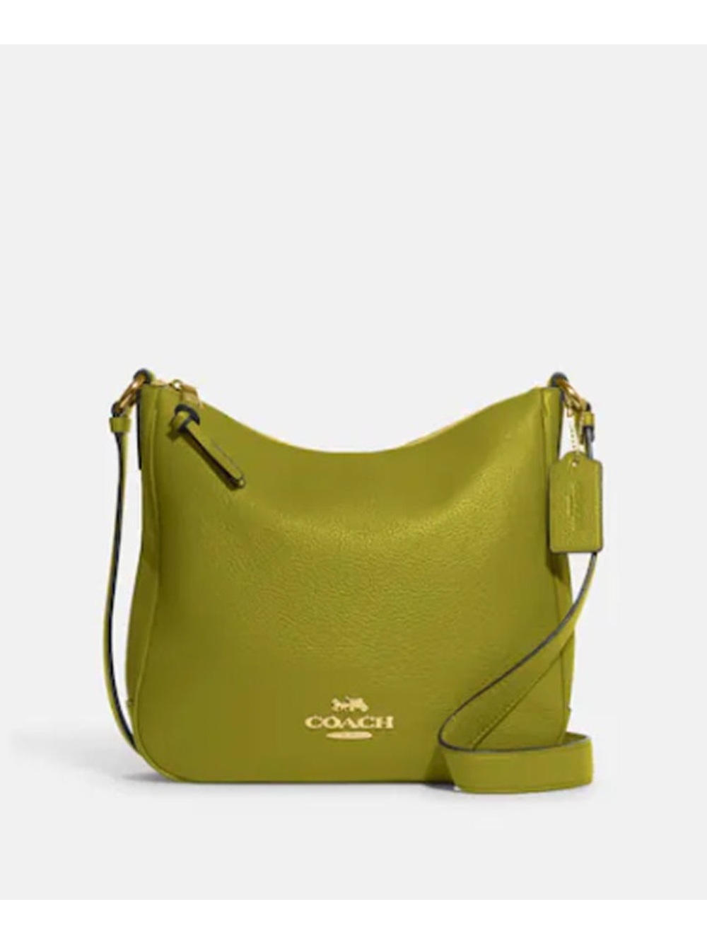 COACH Pebbled Leather Shoulder Bag in Chartreuse